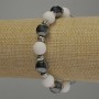 Agate and Hematite Smooth Round Bead Bracelet, diameter 10mm±, rondelle 6x4mm±, length 18cm stretch