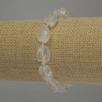Bracelet Mountain Crystal faceted beads, diameter 12x10mm+- balls 4mm+-, length 18cm stretch