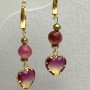 Tourmaline Faceted Ball 8mm+- Heart 12mm+- Earrings, 47mm+ Length