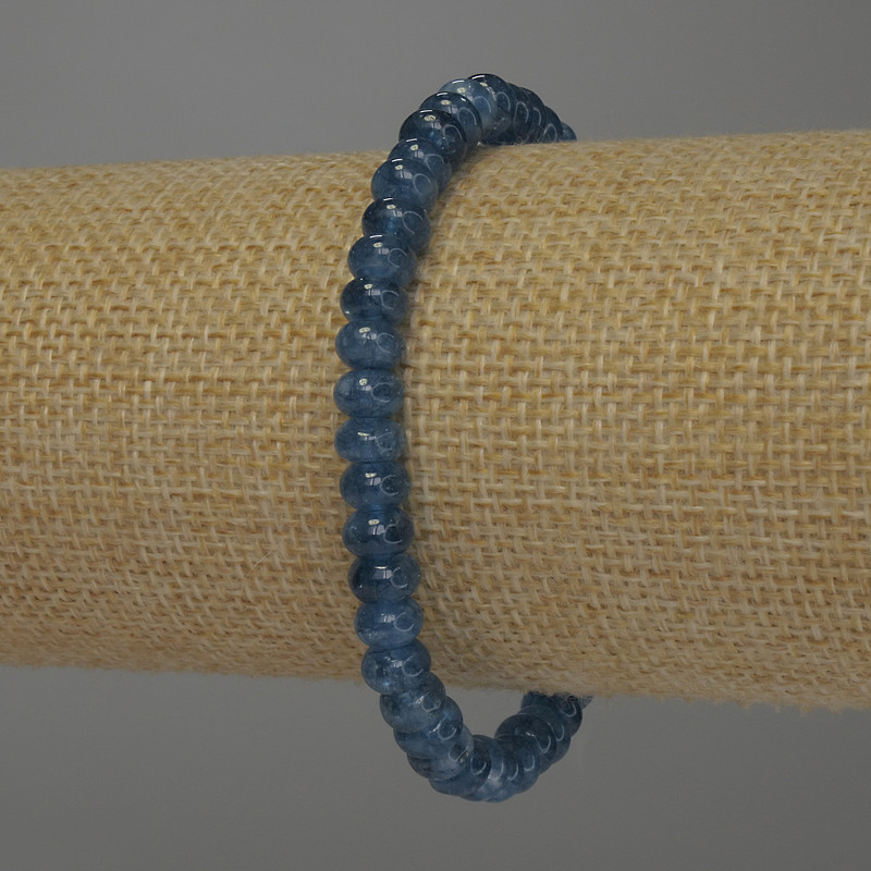 Aquamarine Rondelle Bracelet, 6x4mm diameter, length 18cm, stretch