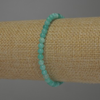 Amazonite Bead Bracelet Smooth 4mm Balls, 18cm adjustable stretch