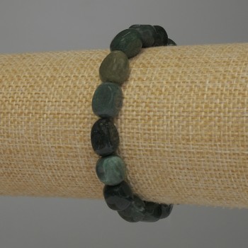 Bracelet Green Jasper Cabochon, diameter 10-12×10mm, ±, length 18cm (stretch)