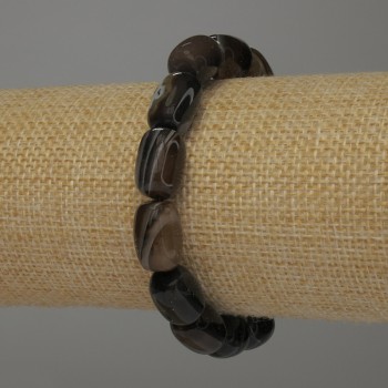 Agate Barrel Bead Bracelet 14×10mm, 18cm length, stretch
