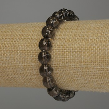 Bracelet Smoky Topaz Faceted Bead, 9.5 mm diameter, stretch, 18 cm