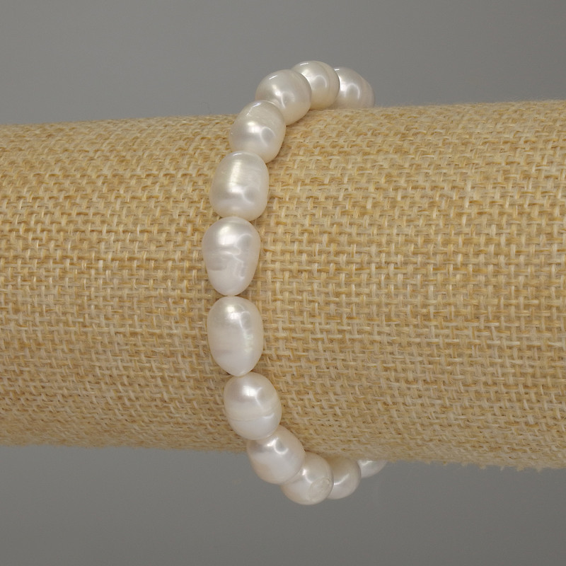 Bracelet with Freshwater Pearls, diameter 10-11x8mm, length 18cm (stretch)