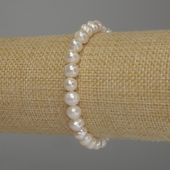 Bracelet Freshwater Pearls, diameter 7×6, 5mm±, length 18cm (elastic)