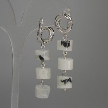 Adularia Rondelle Earrings, diameter 10×7mm, length 50mm