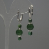 Green Chrysoprase Bead Earrings with Cat's Eye Cubed Accent, 10mm+- diameter, 4mm+- Cat's Eye Diamond-cut Cube, 40mm+- length