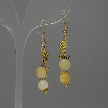 Earrings Citrine Faceted Coin 8mm Diameter + Pearl Bead 8mm+- Length 50mm+-