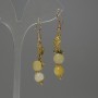 Earrings Citrine Faceted Coin 8mm Diameter + Pearl Bead 8mm+- Length 50mm+-