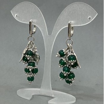 Earrings 'Grapes Cluster' Cat's Eye Bead 6mm±, length 57mm±