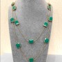 Cascade Necklace with Two Rows of Square Beads, 80 cm, Yellow Metal