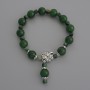 Bracelet Chrysoprase smooth bead, diameter 10mm± Cat's eye faceted cube 4mm±, length 18cm stretch