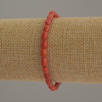 Bracelet Coral (chunk) barrel-shaped, diameter 6x4, 5mm+-, length 18cm stretch