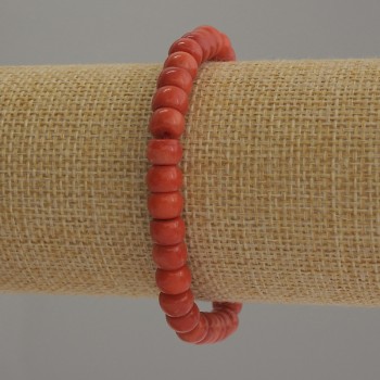 Bracelet Coral (single) Rondelle, 7x5mm, length 18cm Stretch