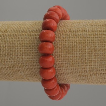 Bracelet Coral (unit) Rondelle, diameter 12×8mm, length 18cm stretch