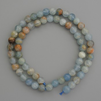 Blue Calcite Beads smooth ball 6.5mm+- on thread, length 39cm+
