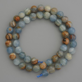 Blue Calcite Beads Smooth Round 8mm+ on Thread, 39cm+ Length