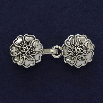 Brooch clip for cardigan silver metal, diameter 21mm +-, length 52mm+