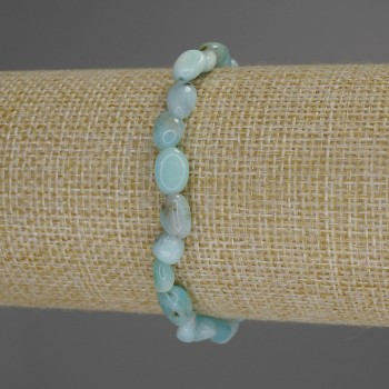 Larimar Bead Stretch Bracelet, faceted 8×6mm, 18cm long