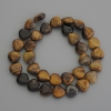 Tiger's Eye Natural Stone Heart Beads, 12x12mm diameter, on thread, length 39cm+