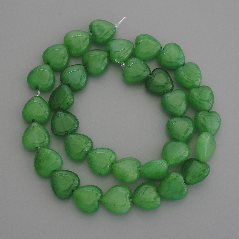 Chrysoprase Beads Heart 12x12mm on Thread, 38cm+