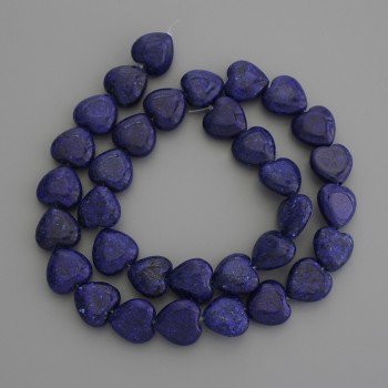 Lapis Lazuli Beads Heart 12x12mm+- on Thread, Length 37cm+