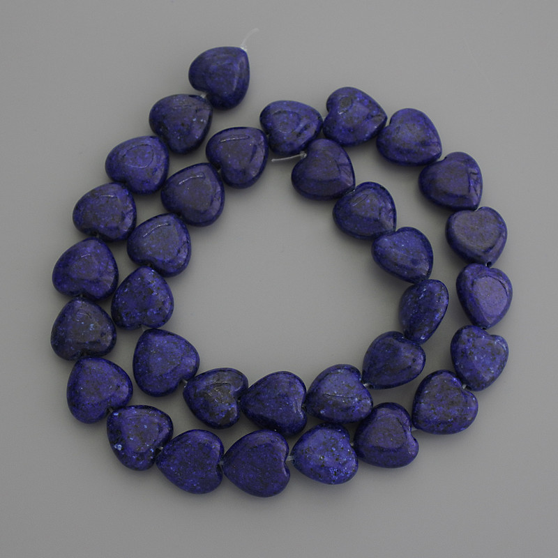 Lapis Lazuli Beads Heart 12x12mm+- on Thread, Length 37cm+