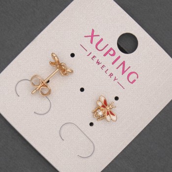 Earrings Stud Xuping with enamel and white rhinestones 7×8mm ± gold plated 18K