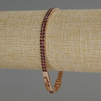 Bracelet Xuping 18K Gold Plated with Red Crystals, 4.5mm thick, length 17-19 cm
