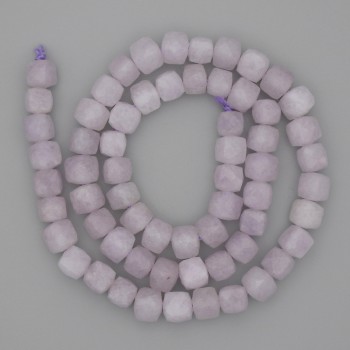 Kunzite Beads on String Granulated Cube, 7x7 mm diameter ±, length 39 cm ±