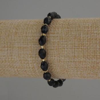 Bracelet Smoky Topaz Faceted Bead, 8x6mm+-, 3mm+ bead accent, Stretch 18cm