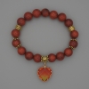 Red Jasper Smooth Round Bead Bracelet, 10mm diameter, with metal inserts, length 18cm, stretch