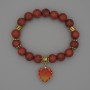 Red Jasper Smooth Round Bead Bracelet, 10mm diameter, with metal inserts, length 18cm, stretch