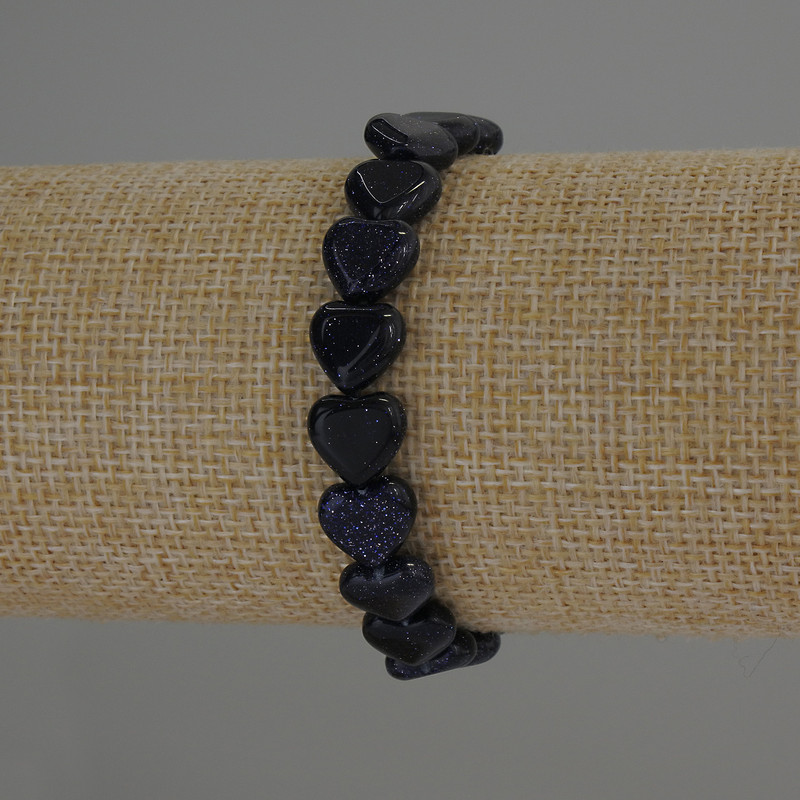 Bracelet Aventurine Night of Cairo Heart, diameter 10x10mm±, length 18cm stretch