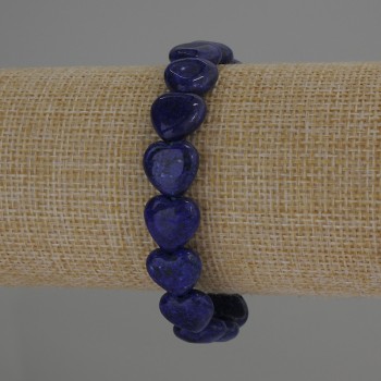 Lapis Lazuli Bracelet Heart, 12x12mm diameter, stretchy 18cm