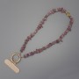 Phone charm Strawberry Quartz Chip 7-15×2-4mm+- ring, 24mm diameter on ear, length 40cm (on beads, length 37cm)