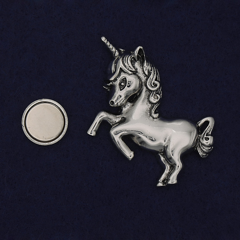 Magnetic Unicorn Brooch Silver Metal 50x35mm+