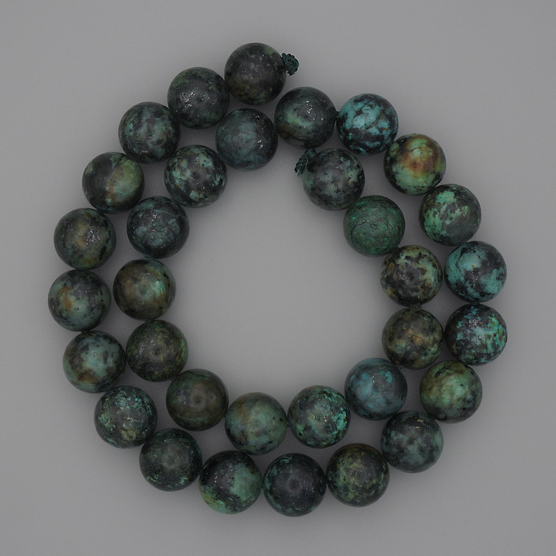 African Turquoise Beads 12mm Smooth Round On String 39 cm +