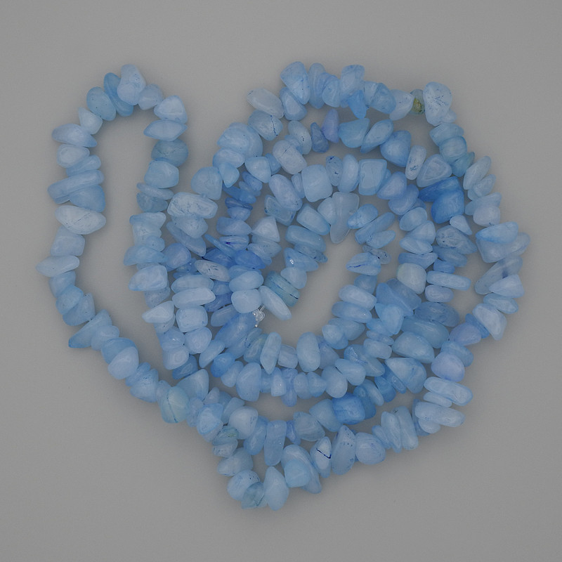 Aquamarine Beads Crushed on Thread, diameter 7-12×3-5mm, length 80cm±