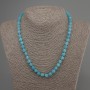 Aquamarine Necklace, faceted cube, diameter 6mm±, length 50cm± with clasp
