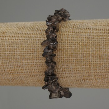 Smoky Quartz Bead Bracelet, 7-10x2-4 mm chips, 18 cm length stretch