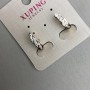 Earrings Xuping Gold Plating 18K Rhodium with White Crystals, diameter 4×16 mm+