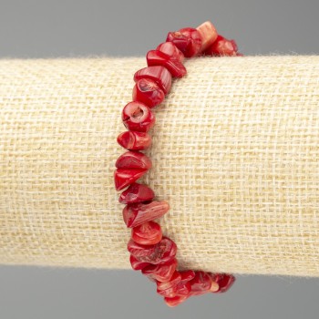 Bracelet Coral Chunk, diameter 6x3mm, length 18cm (stretch)