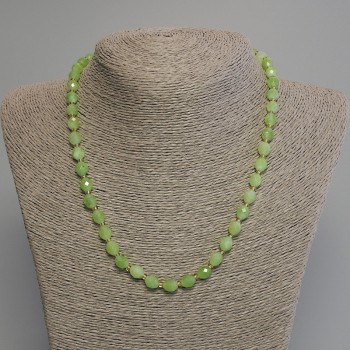 Chrysoprase Necklace with Olivine, Faceted Bead 8x6mm, 3mm Beads+-, 45cm+-, with Clasp