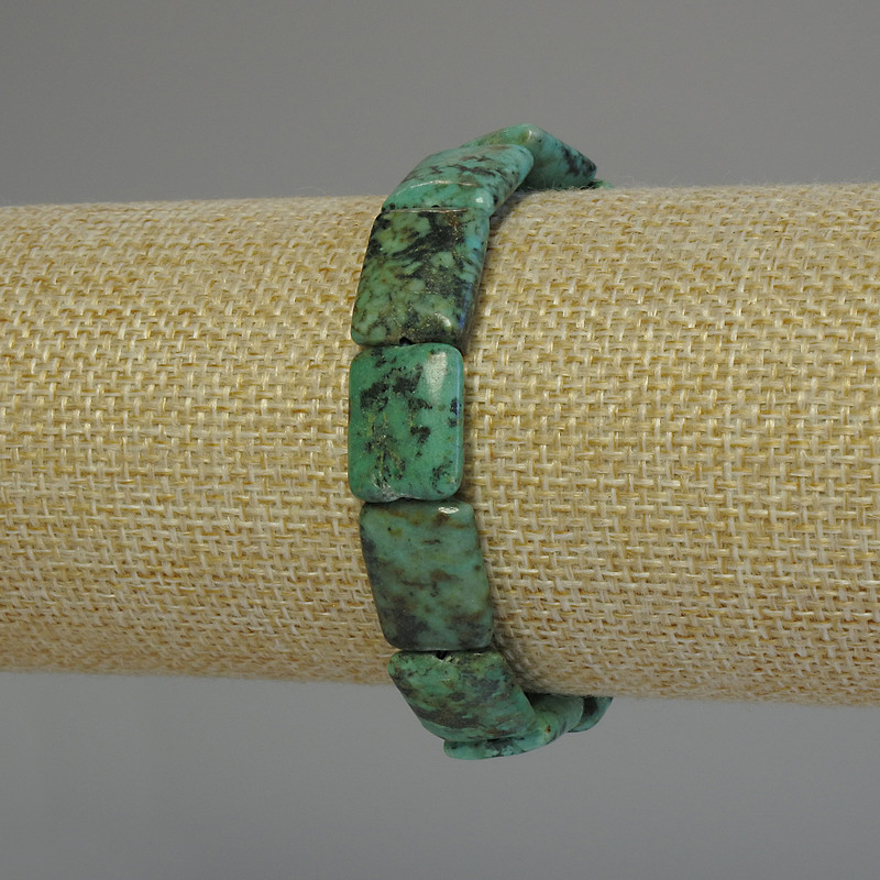 Bracelet African Turquoise Rectangular Beads, 16x12mm, stretchy 18cm