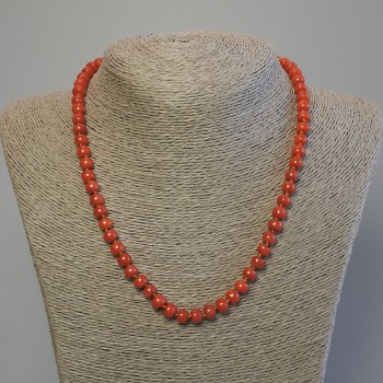 Artificial Coral Bead Rondelle Necklace 7x5mm+, length 50cm+-, with clasp
