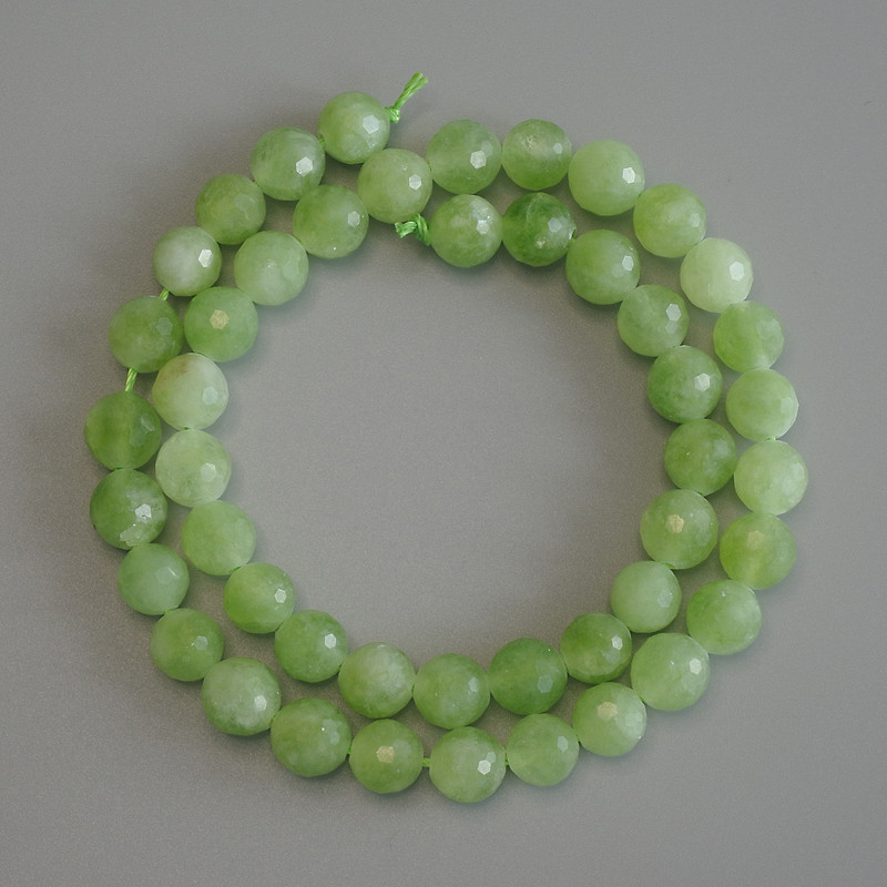 Natural stone Chrysoprase Olivine Beads, faceted round bead, 8mm diameter, length 36cm