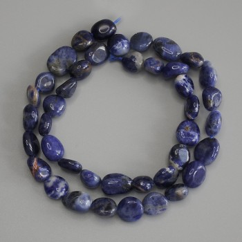 Sodalite Beads - Tumbled, 9-12x9 mm, thread length about 40 m