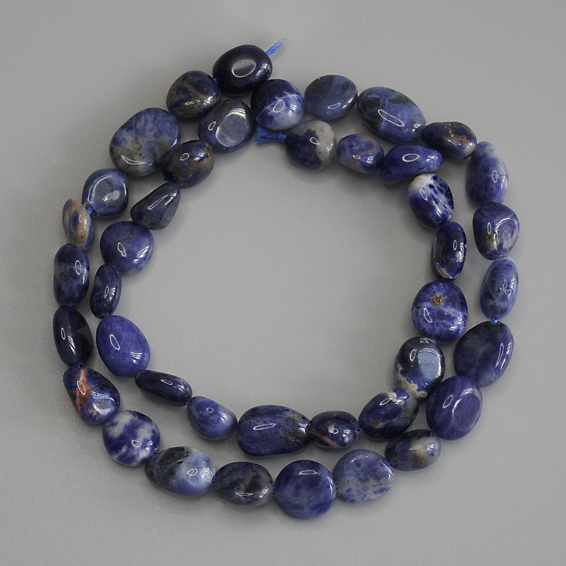Sodalite Beads - Tumbled, 9-12x9 mm, thread length about 40 m